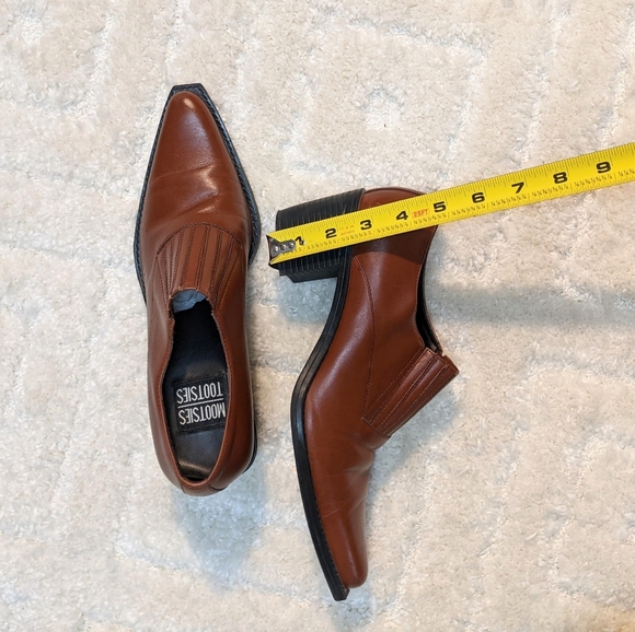 Mootsie a Tootsies Ridge Brown Leather Block Heel Loafer Shoes, 7.5 - Picture 5 of 8